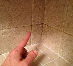 shower cleaning made easy without the use of noxious chemicals, cleaning tips, Great side by side comparison The left wall was treated and the corner right wall were not