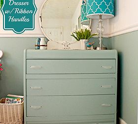 aqua dresser with ribbon pulls trash to treasure, home decor, painted furniture