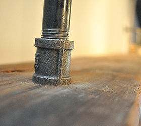 diy pipe shelf, diy, shelving ideas, woodworking projects, The shelf is sandwiched in place between a coupler and elbow fitting