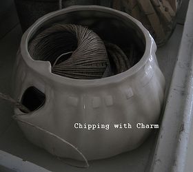 old ladder wrap paper station getting organized with junk, organizing, repurposing upcycling, This little planter works great for the twine