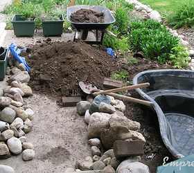 build a pond in a box, outdoor living, ponds water features, While you may not have to dig for a raised pond you will need extra soil to fill in the gaps around the pond