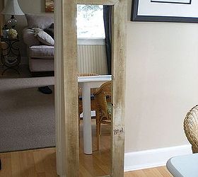 gorgeous pine frame for a door mirror only 5 to build, woodworking projects, Mirror attached to frame with mirror clips same as you d use to attach a mirror to the wall