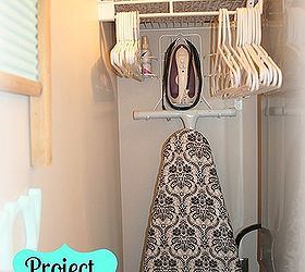 laundry room, cleaning tips, laundry rooms, shelving ideas, storage ideas, Shelf was added for storing hangers Iron board stored up and out of the way