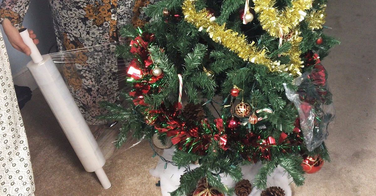 plastic wrapped christmas tree hometalk plastic wrapped christmas tree hometalk