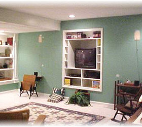 my basement media room man cave, basement ideas, entertainment rec rooms, home decor, Basement before when we moved in with built in entertainment center and horrid color walls