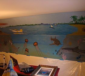 ocean mural, bedroom ideas, painting, wall decor