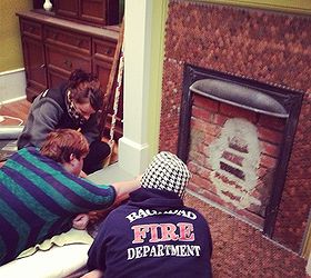 a penny for your thoughts, diy, fireplaces mantels, how to, wall decor, A few friends helping out