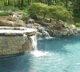 a facelift for a 22 year old this one needed it see how we transformed this, outdoor living, pool designs, spas, Techo Bloc walls edge the spa and pool connection