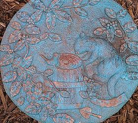 garden stepping stones, crafts, flowers, gardening, outdoor living, painting, This is the before pic of the squirrel bird the barrel