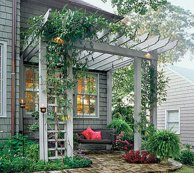 12 inspirational patios amp porches, flowers, gardening, outdoor furniture, outdoor living, patio, porches, A quiet place to relax and swing under the pergola