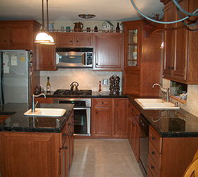 cherry kitchen cabinets, countertops, home decor, kitchen design