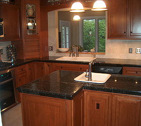 cherry kitchen cabinets, countertops, home decor, kitchen design