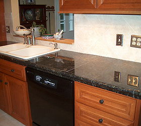 cherry kitchen cabinets, countertops, home decor, kitchen design