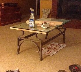 coffee table transformation, painted furniture, shabby chic, I used wood glue to hold the boards together for the new top