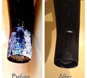 cleaning your sink s spray nozzle naturally, cleaning tips, home maintenance repairs, Before and After of the lower side of the nozzle