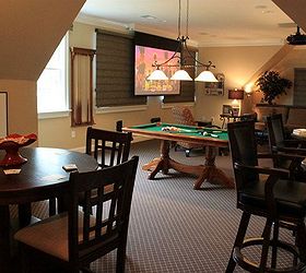 hi hometalkers check out my album of bonus rooms it s that one spare room in the, home decor, Rec Room Dark wood creates a cozy comfy atmosphere red walls says let s have good time