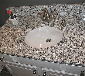 from playful kid s bathroom to sophisticated adult teen bathroom on a budget not, bathroom ideas, diy, home decor, AFTER New granite faucet soap dispenser and sink