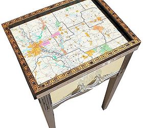 shreveport louisiana map overhauled telephone table, painted furniture, Upcycled Shreveport Louisiana Map Telephone Table by GadgetSponge com