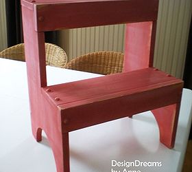 folk art step stool in country red, chalk paint, painting, Paint in the colour of your choice