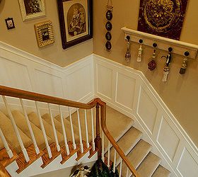 my stairwell with painted scallops and new wainscoting, painting, woodworking projects, My stairwell new wainscoting
