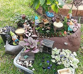 our gnome garden 2013, container gardening, gardening, The expanded version of our Gnome Garden