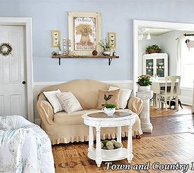 adding spring to the living room, home decor, living room ideas, Touches of greenery and a new French Boulangerie sign lighten the room decor for spring