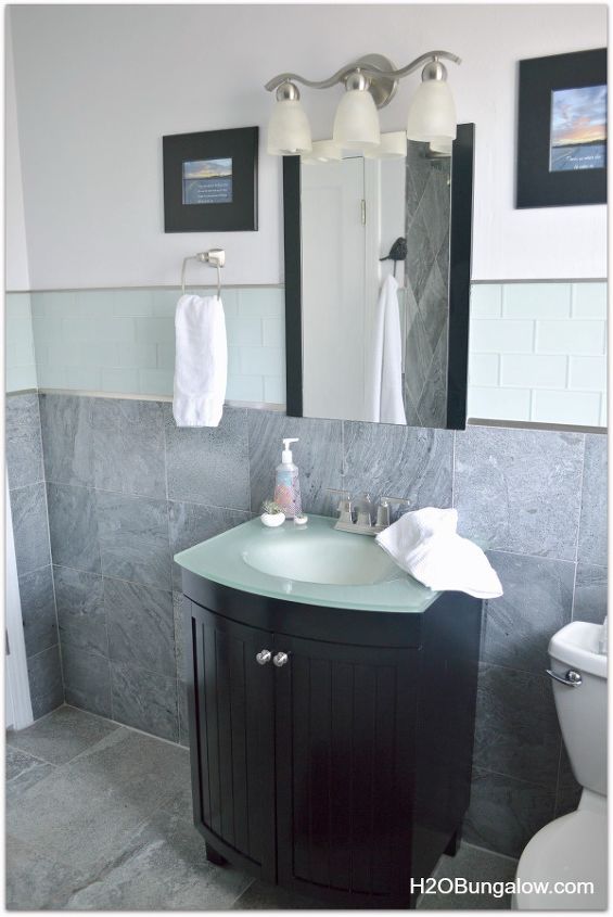Bathroom Remodel Glass Tile creative small bathroom remodel with slate and glass tile | hometalk Bathroom Remodel Glass Tile creative small bathroom remodel with slate and glass tile | hometalk