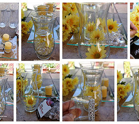 hurricane vases candle daisy centerpiece, home decor, seasonal holiday decor, Steps to take to make Centerpiece