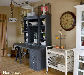 diy kitchen projects, home decor, kitchen design, Bar cart and hutch desk