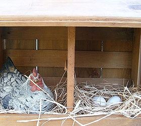pics from my yard, gardening, outdoor living, Here is Henrietta my faux hen I had fun making the coop