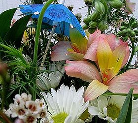 diy april showers gathering vase bouquet, flowers, gardening, home decor, tiny paper umbrellas for April Showers