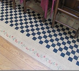 kitchen stenciled floor, flooring, painting