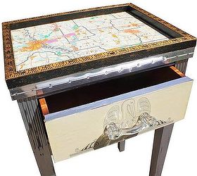 shreveport louisiana map overhauled telephone table, painted furniture, Upcycled Shreveport Louisiana Map Telephone Table by GadgetSponge com