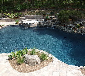 a facelift for a 22 year old this one needed it see how we transformed this, outdoor living, pool designs, spas, Some existing landscaping was kept like this Japanese lace leaf maple over the waterfall