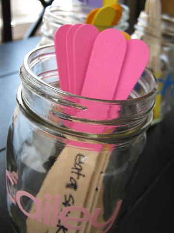 chore sticks, crafts, mason jars