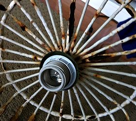 vintage egg basket turned into a light, electrical, lighting, repurposing upcycling