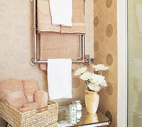 this warm eclectic contemporary master bath is not only easy on the eyes but easy, bathroom ideas, home decor, Unconventional spaces and shapes can be adapted and well used with the right design