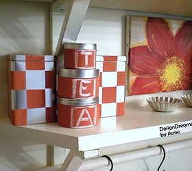 stylized storage for the kitchen, chalk paint, home decor, kitchen design, painting, storage ideas, Adding patterns to standard tins adds another layer of colour and texture to the kitchen