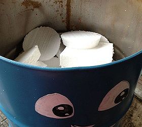 oil drum up cycle, container gardening, gardening, painting, repurposing upcycling, Step 4 Fill the bottom of the drum with styrofoam and top up with good quality container garden soil mix
