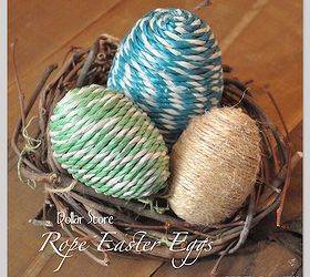 5 minutes or less five dollar store easter decor ideas under 5, easter decorations, seasonal holiday d cor, wreaths, Dollar Store Plastic Clothes Line wrapped around plastic Easter eggs