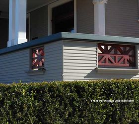 does your porch have knee walls, porches, Geometric design balusters built into knee wall add an extra design element