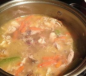 stretching your grocery budget, TIP Save all your chicken scraps skin and bones as well as any vegetable scraps I store them in a freezer bag and once the bag is full I slow cook the scraps into a broth I let the broth cool and skim the fat then store it
