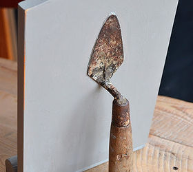 upcycled ipad stand for the kitchen, kitchen design, repurposing upcycling, The cement trowel epoxied to the back created the perfect tripod stand