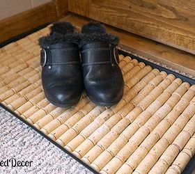 office projects to help organize the office, organizing, repurposing upcycling, repurposed wine corks intoa shoe mat