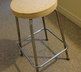 simple stool turned vinyl record side table, painted furniture, The stool after I ripped the padding and lovely fun fur off I was left with the perfect base