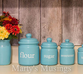 whimsical kitchen canisters, home decor, kitchen backsplash, kitchen design, White vinyl letters cut with the Cricut