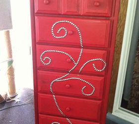 upcycled chalk painted dresser, chalk paint, painted furniture, the design looks crooked in this pictures but it not must have been the angle of the camera