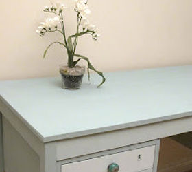 the makeover of a dumpster desk, chalk paint, painted furniture, The knobs came from a big sale that Antropologie was having at the time for about 2 00 each