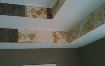 Using self stick floor tile as a trey ceiling accent may not be a good idea...esp at 2:30 in morning.