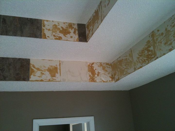 using self stick floor tile as a trey ceiling accent may not be a good idea esp at, home decor, Using self stick floor tile as a trey ceiling accent may not be a good idea esp at 2 30 in morning